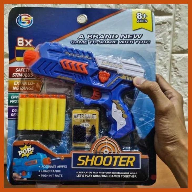 MAINAN TEMBAKAN NERF SHOOTER PISTOL PELURU WATER GEL