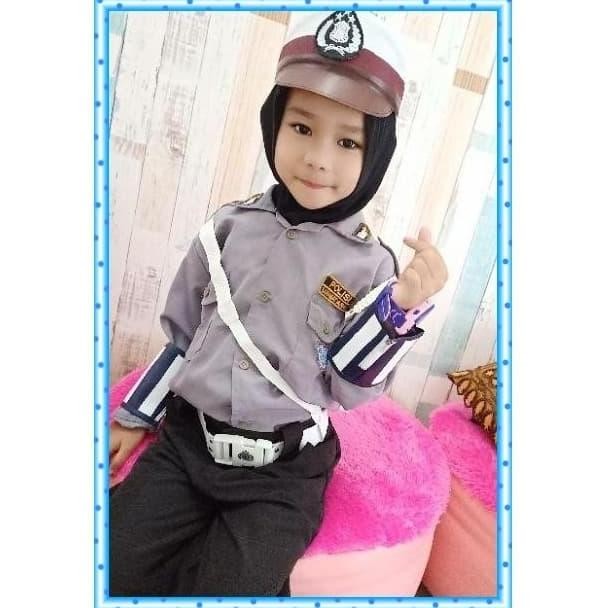 Baju Polisi Lalu Lintas Anak Perempuan Celana Panjang Hijab Baju Pocil