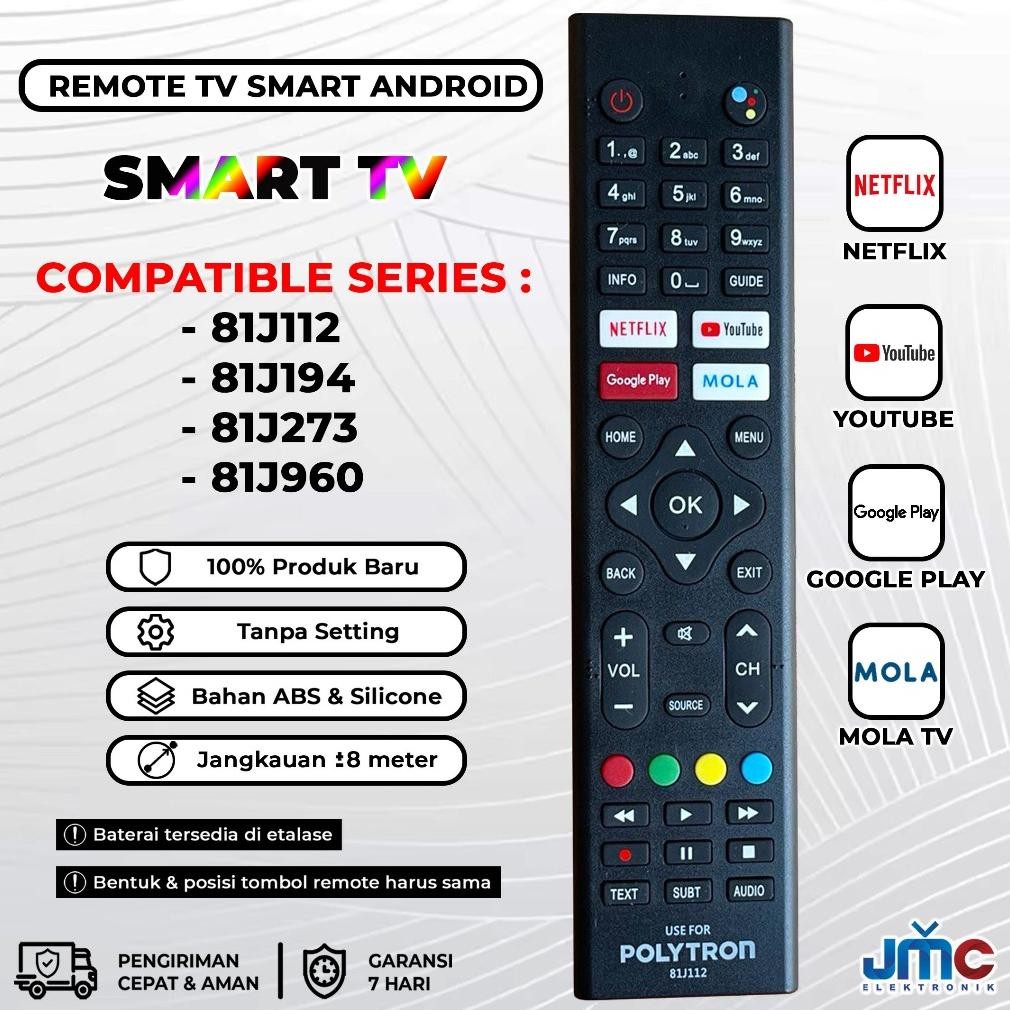 READY STOK Remot Remote Android TV POLYTRON Smart 81J112 81J194 81J273 81J960 With Voice dan Non Voi
