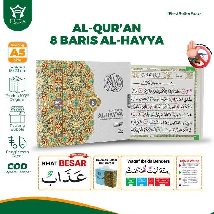 Al Quran Al Hayya TULISAN JUMBO Isi 6 Jilid Tajwid Terjemah Ukuran A5 KHOT BESAR Per 5 Juz  Alquran 