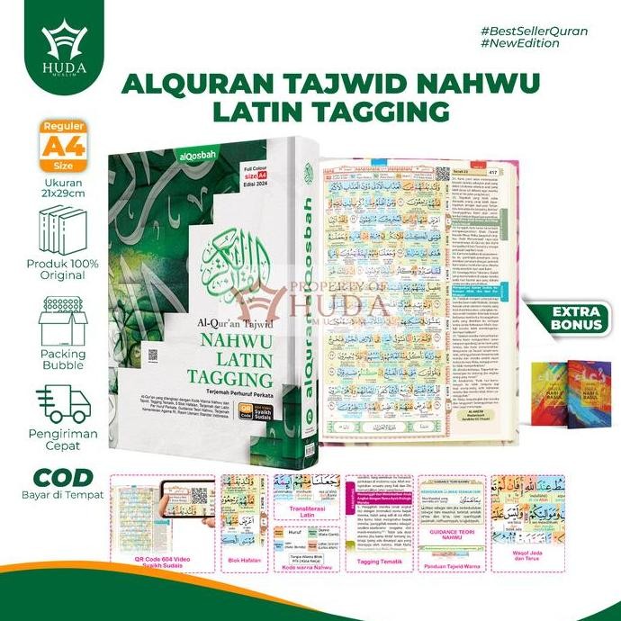 Al-Quran Jumbo Nahwu Latin Tagging Terjemah Perhuruf Perkata Ukuran A4 (21x30 cm) alquran Pemula unt