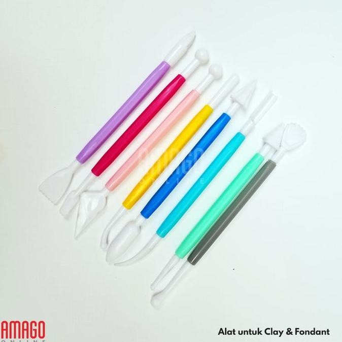 

8 bh Alat Ukir Tanah Liat PLASTIK - Plastic Clay Modelling Tools Set Fondant Tools 8 pcs