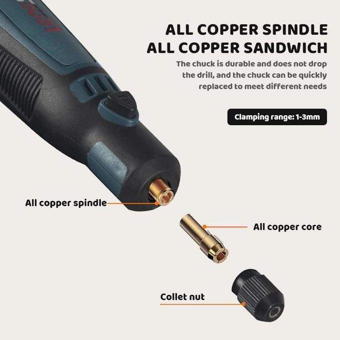 

POPIC Bor Mini Grinder Set Cordless 3.6V Mini Drill Tuner Mesin Ukir Poles 3 Kecepatan 50 Aksesoris Alat Ukir Grafir 15000RPM Cordless Gerinda Battery Listrik Obeng Paket