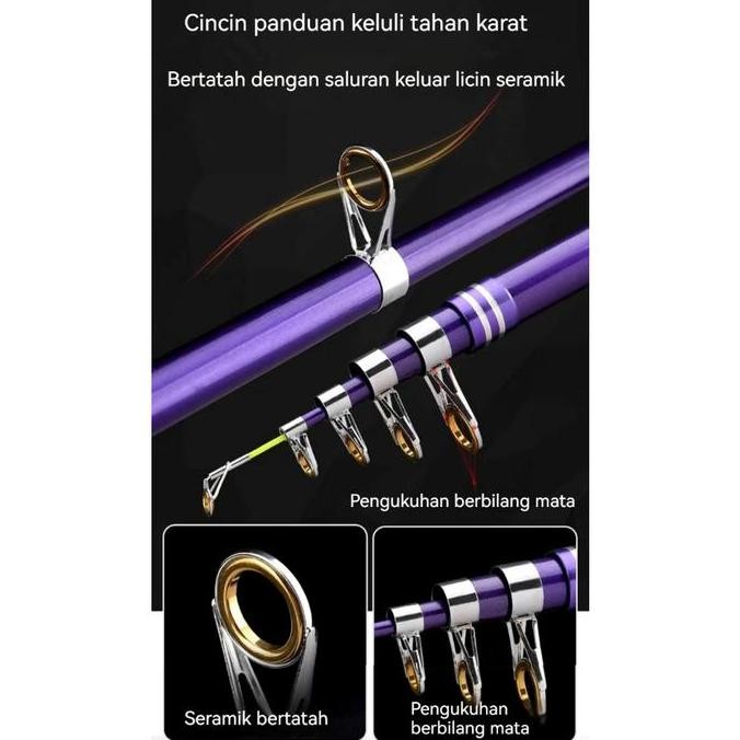 Caldari Joran Pancing Carbon Fiber Sea Fishing Rod 2.1M-3.6M/7 Tongkat Stik Pancing 3.6Meter Stick P