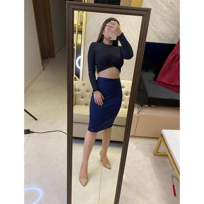 Df17 >> Rok Span Pendek Scuba / Rok Span/ Rok Pendek Pinggang Full Karet