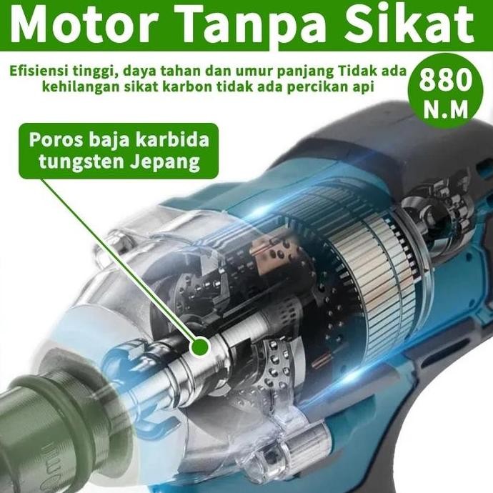 Makita Brushless Impact Tool 599V Cordless Electric Impact Wrench Bor Impek Pembuka Baut Motor Kuali