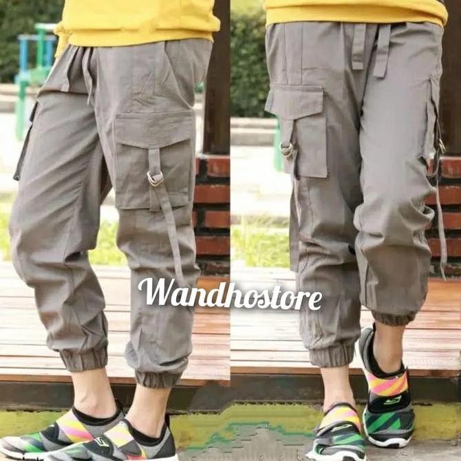 Df400>> Celana Joger Panjang Wanita Bahan Katun Twill Combad Bb 40-100Kg Celana Tali Samping Kantong