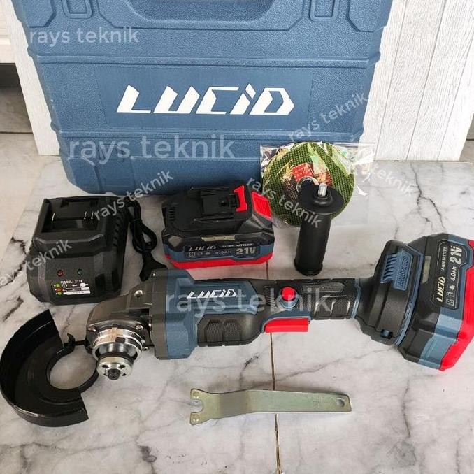 Lucid Ly-8500 Brushless Cordless Angle Grinder 21V 4.0Ah 2Baterai Gerinda Baterai Kualitas Terbaik H