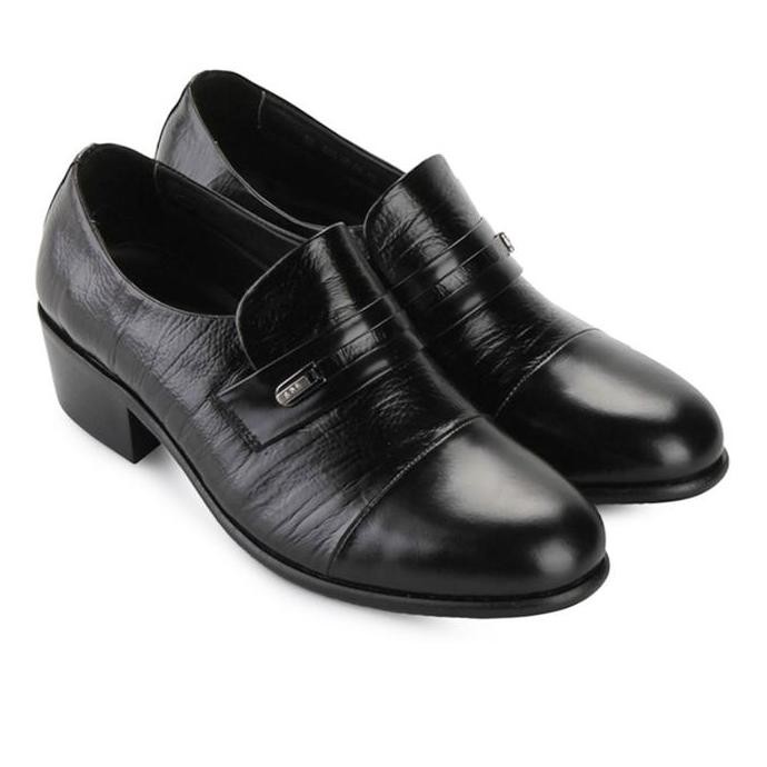 Marelli Sepatu Formal Pria  Hak Tinggi Black Kulit Asli - Dx 016
