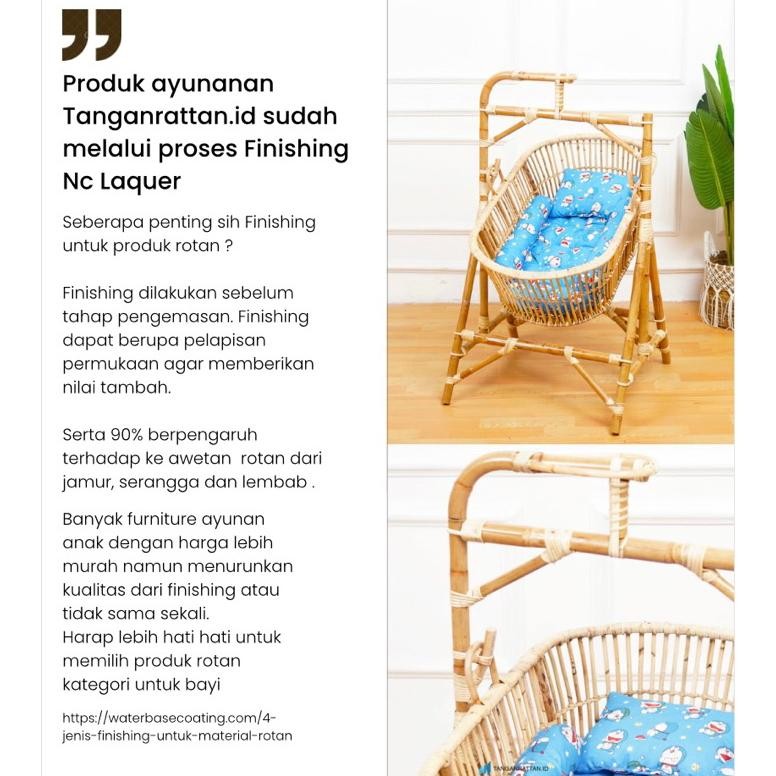 Keranjang Ayunan Bayi Rotan Dengan Kasur / Tempat Tidur Bayi Rotan Minimalis