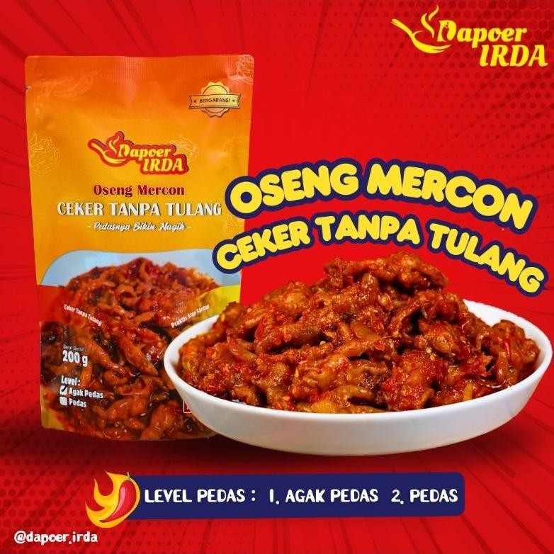 

TERLARIS Dapoer Irda Oseng Mercon Ceker Tanpa Tulang 200grm Siap kirim