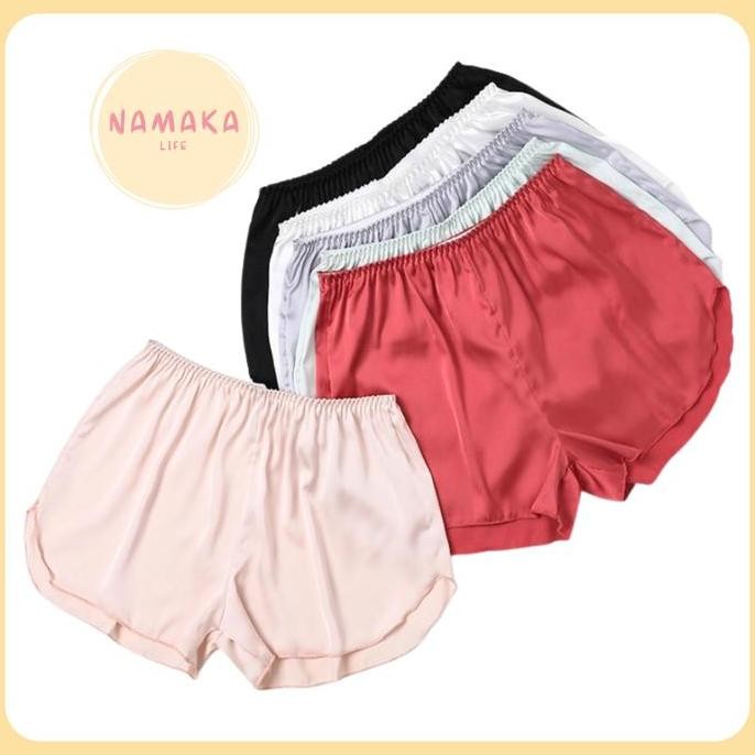 Df263>> [Nl] Satin Gloss Lembut Sexy Wanita Celana Pendek Santai Rumah Tidur Pants Hot Pant Harian S