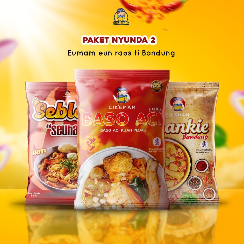 

READY STOK Cik'Emam Paket Nyunda (Baso Aci, Seblak, Cingrea, Cuankie Bandung) - Jajanan Halal Khas Bandung Siap kirim