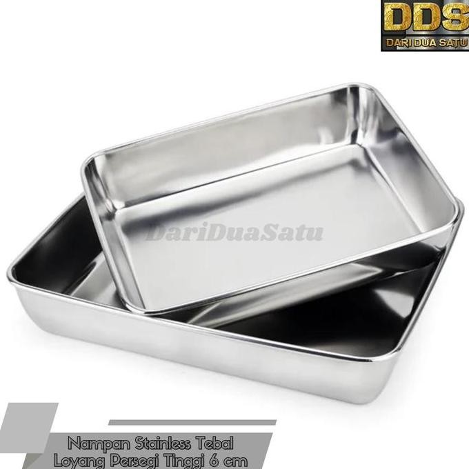 Nampan Stainless Tebal Loyang Persegi Baking Tray Tinggi 6 cm