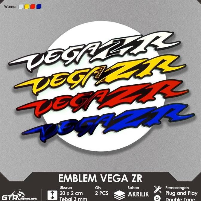 ''Terlaris" Gtr Emblem Vega Zr 2 Pcs Logo 3D Timbul Aksesoris Motor Yamaha Vega Zr Murah