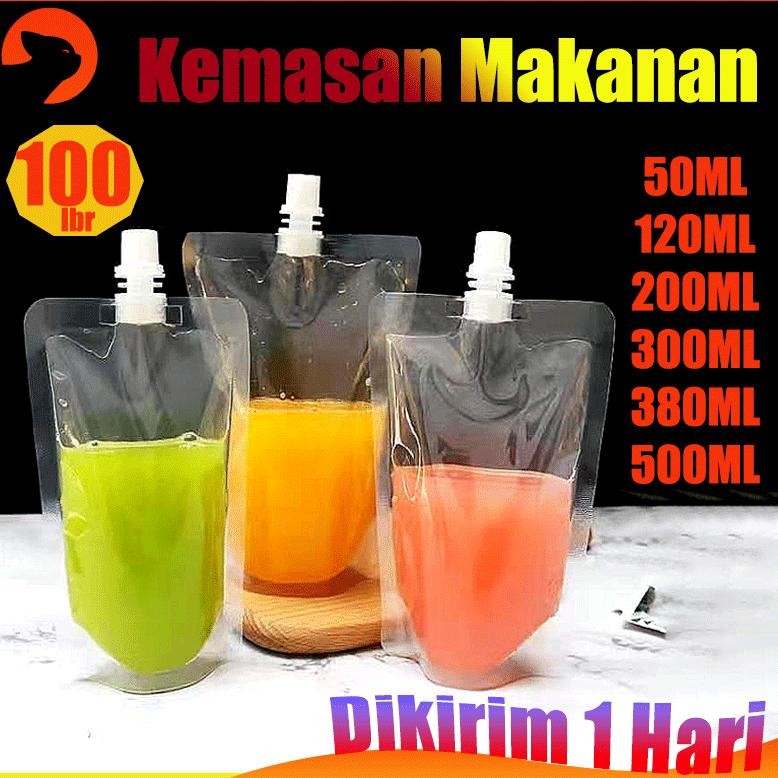 100PCS Standing Pouch Kemasan Minuman Spout Pack Mika 50ML120ML200MLML