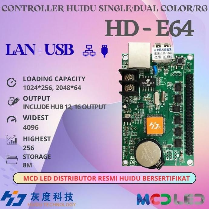 TERBARU - KONTROLER RUNNING TEXT HUIDU HD E64