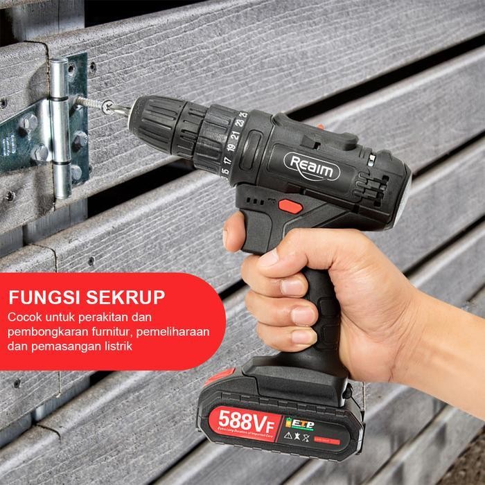 FMT 2 BateraiMusiko Bor Tangan Baterai 298VF 2Baterai - Mesin Bor Cordless Multi Fungsi Besi Tembok 