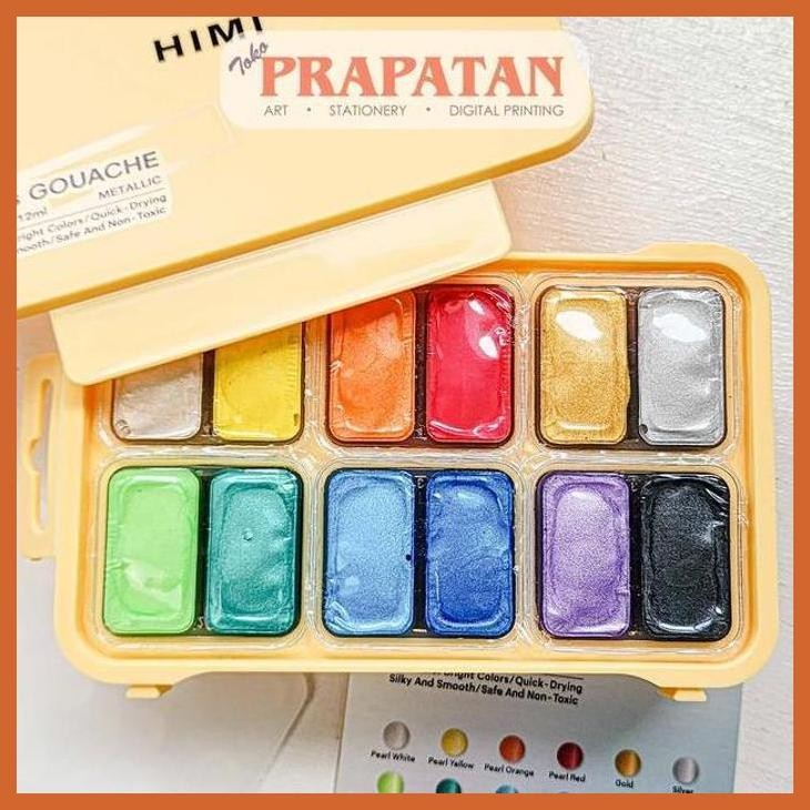 

(ATK) MIYA HIMI METALLIC GOUACHE 12X12ML | CAT AIR SET ALAT TULIS LUKIS SEKOLAH KULIAH GAMBAR KANTOR