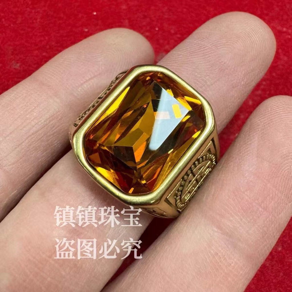 Cincin Batu Permata Berwarna Berlapis Emas Cincin Pria Premium Fashion Zircon