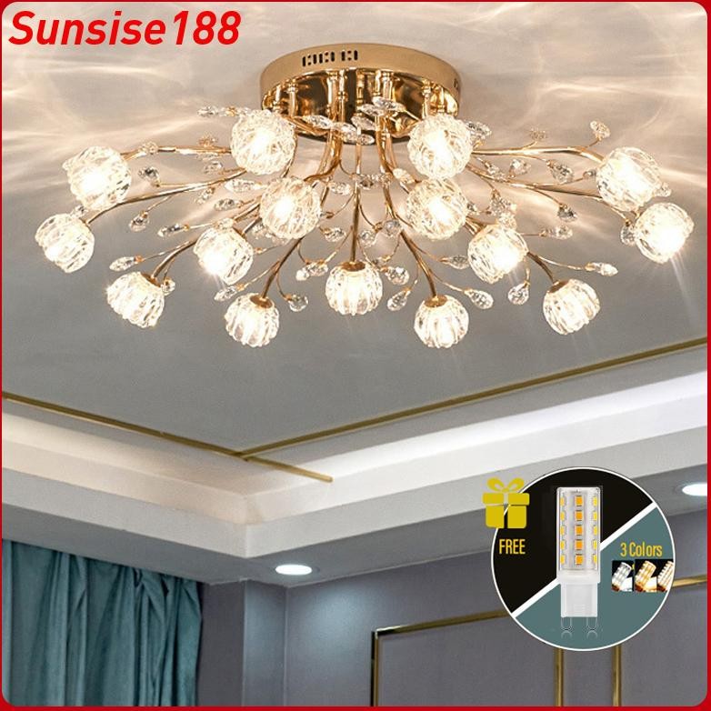 Kristal Baru Ruang Tamu Lampu Langit-Langit Amerika Kamar Tidur Lampu Langit-Langit Rendah Restoran 
