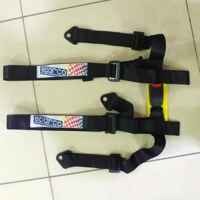 DF154>> tali sabuk pengaman seatbelt safetybelt JOK racing MOBIL balap 4 titik warna merah biru hita