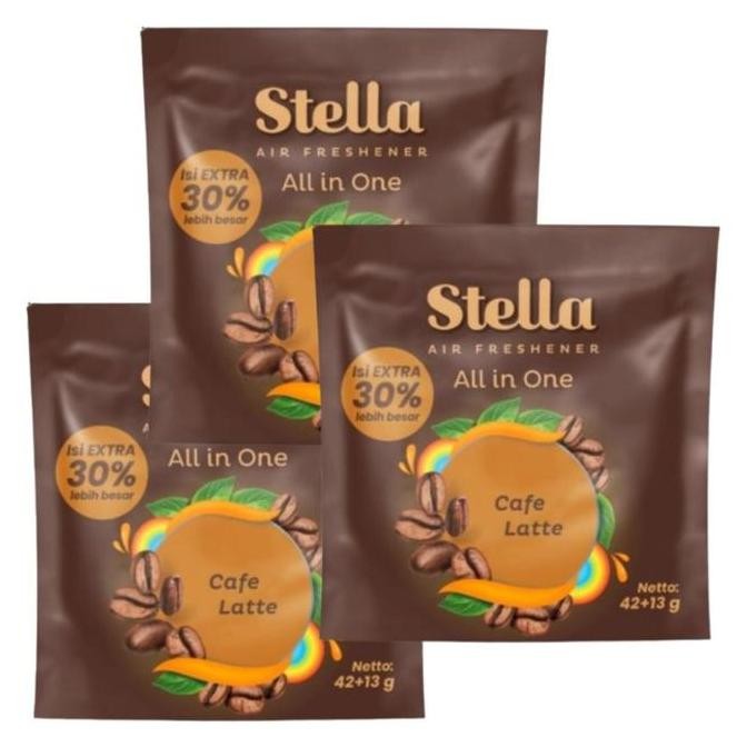 DF291>> 3 Pcs Stella Gantung All In One Cafe Latte - Parfum Pengharum Mobil dan Ruangan Aroma Kopi