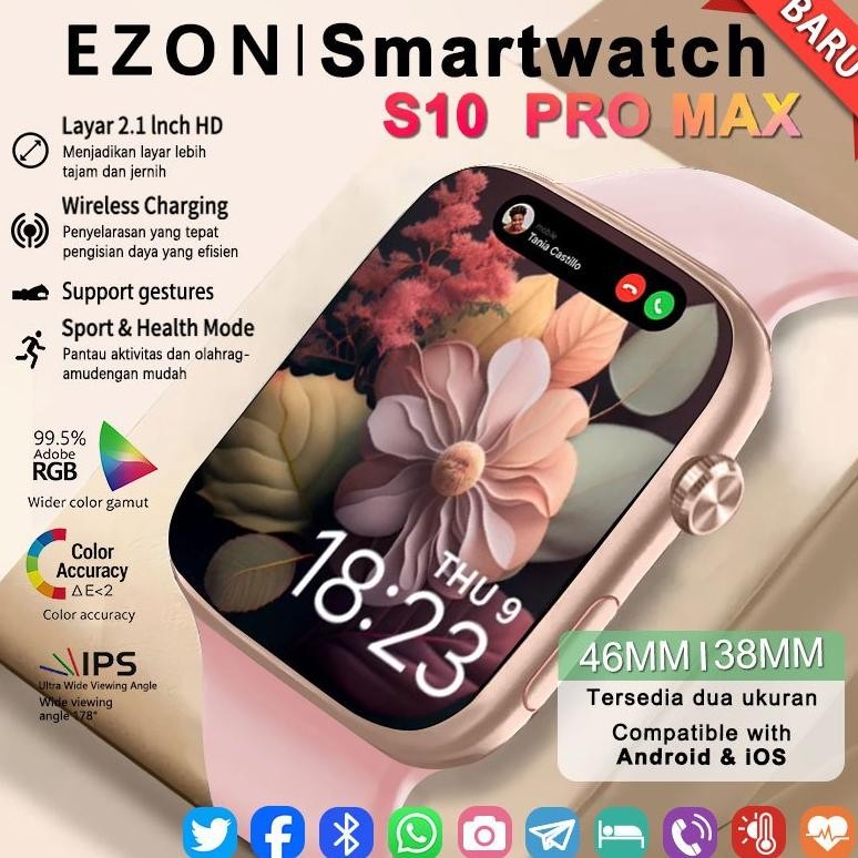 TERMURAH EZON-Samrt watch S10 Pro Max|S10 Mini Original with 1.81" |1.49"HD AMOLED Display GPS NFC W