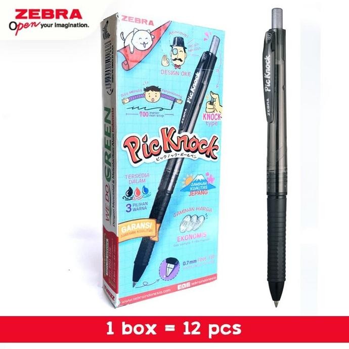 

Viral Stationery Haul-Zebra Pen/Pulpen/Bulpen Picknock 0.7Mm 1 Lusin- 12Pcs ( Black) Ht-12
