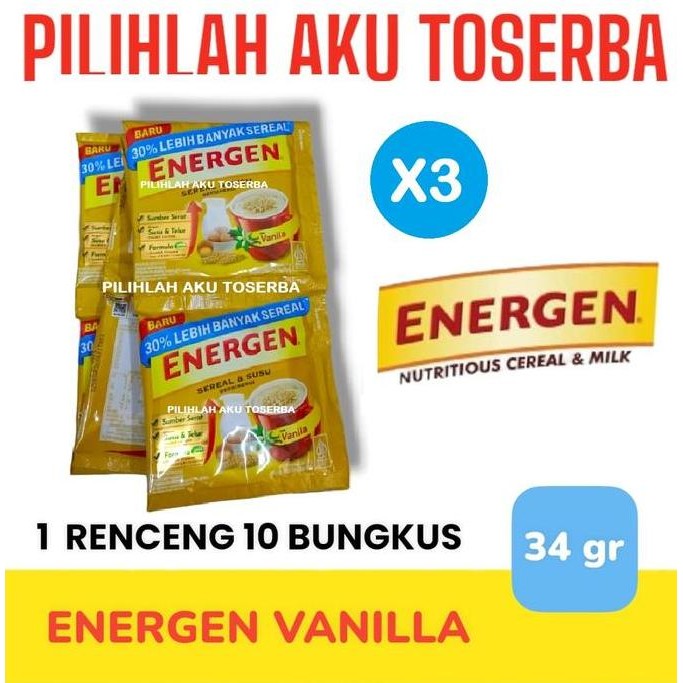 

Energen VANILA VANILLA Renceng 34gr x 10 Sachet - ( HARGA 3 RENCENG )