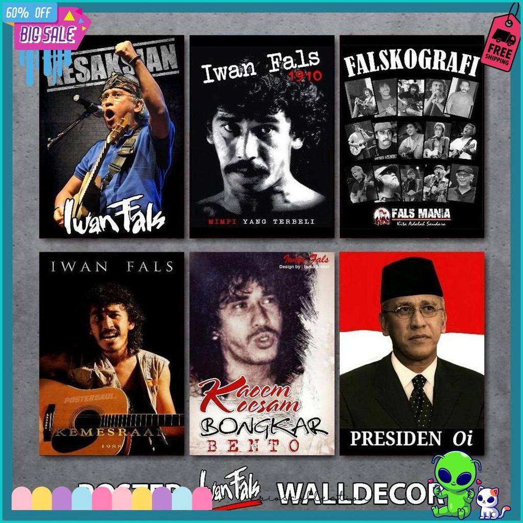Cod Hiasan Dinding Band Iwan Fals - Poster Bingkai Kayu Fals Mania - Pajangan Dinding Kamar Cowok - 