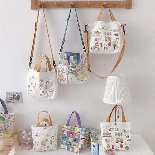 DE7 - CPS Tas Kanvas Selempang Cute Motif boneka