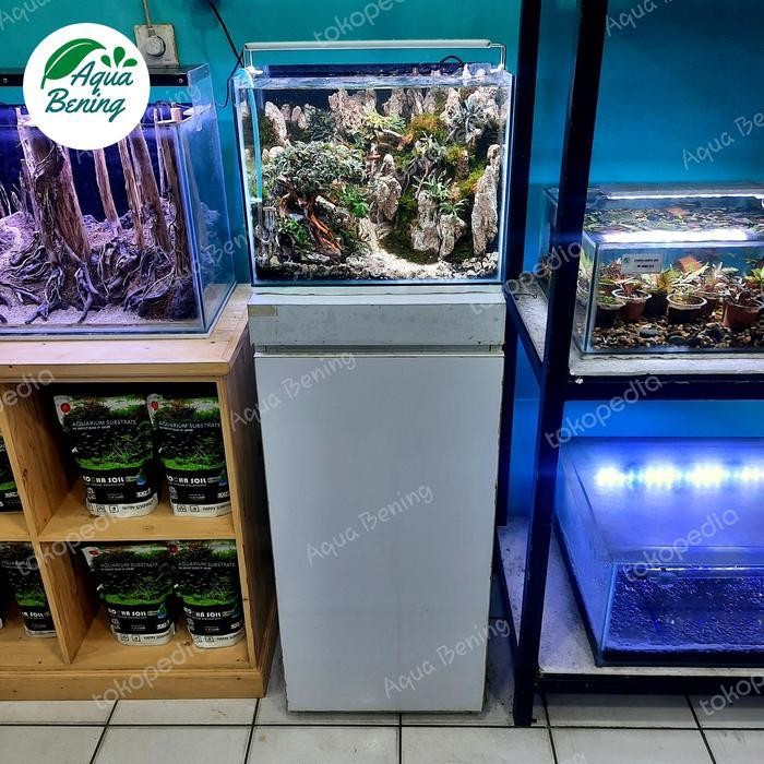 RA Aquarium aquascape full set paket 40x30x30 cm tebing bonsai lengkap dengan filter dan lampu LED, 