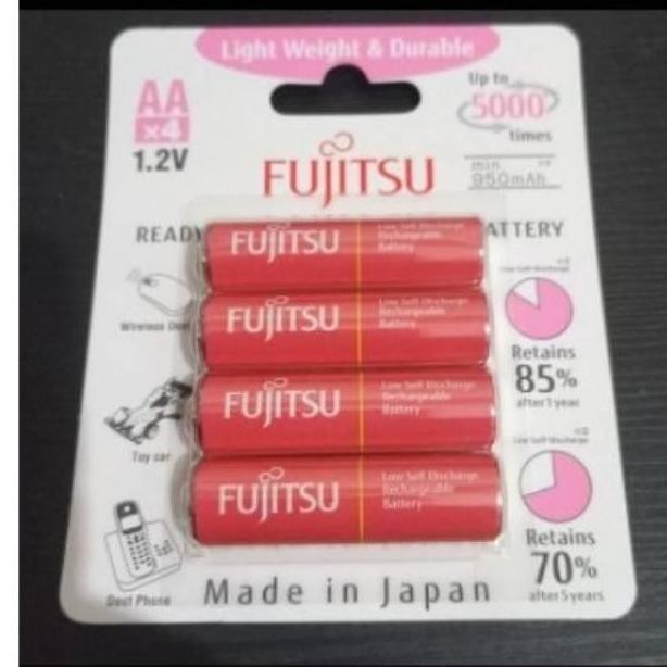 Baterai Fujitsu Pink AA 950mah isi 4 Pcs Rechargeable Limited Ori