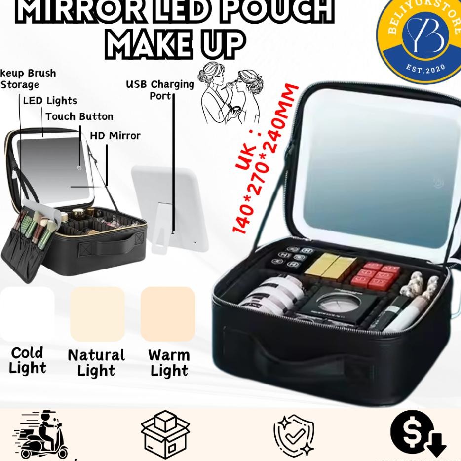 Makeup Pouch Tas Make Up Kosmetik Lampu Led Tas Led Makeup Artist Tas Kosmetik Led Kapasitas Besar