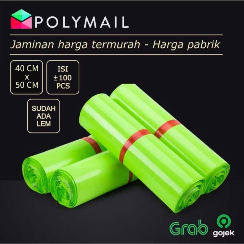 

POLYMAILER ±100PCS 40x50CM GREEN GLOSSY PLASTIK POLYMAILER HIJAU