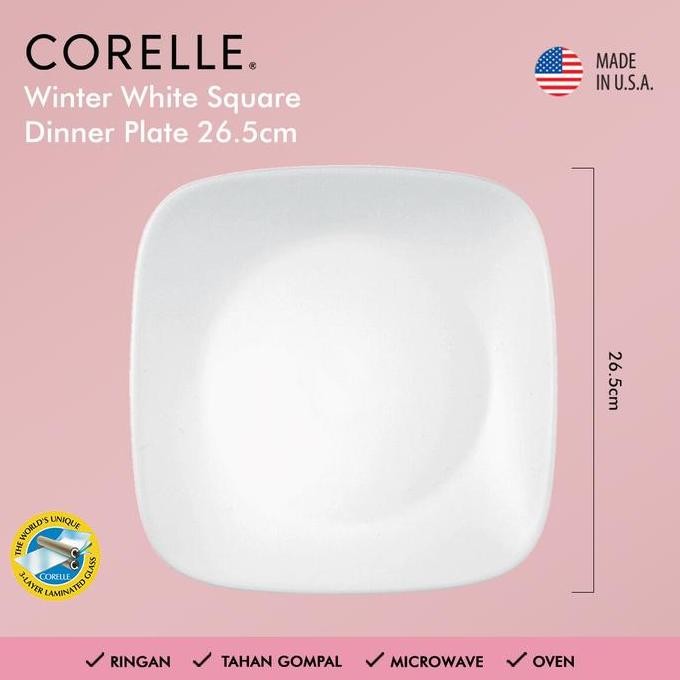 Corelle Winter White Square / Piring Makan