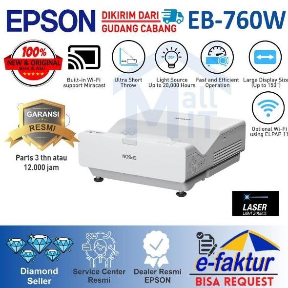 Promo Proyektor Epson Laser Eb-760W Eb760W Wxga Ultra Short Throw Ganti 725W Best