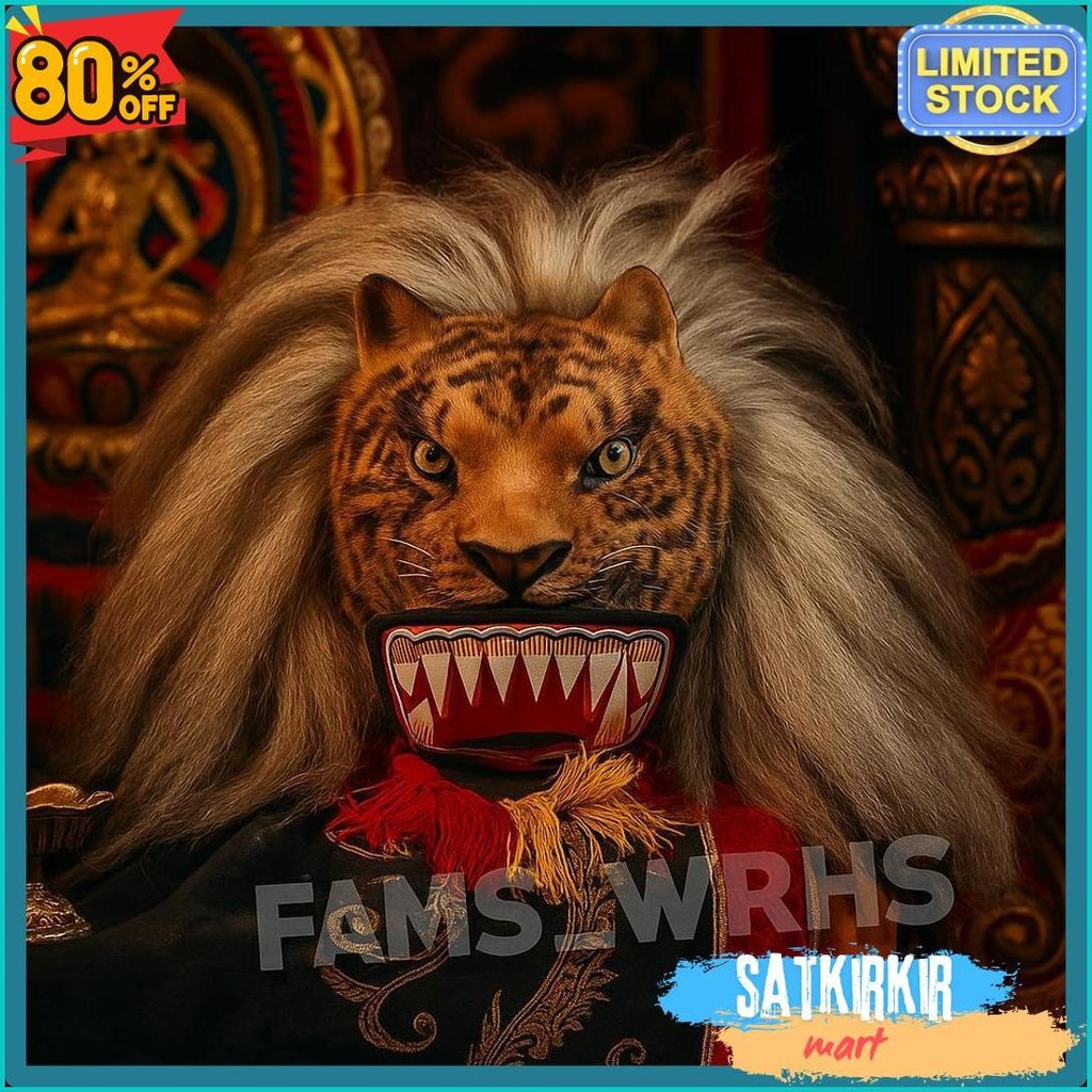 Diskon Kemerdekaan Topeng Macan Reog Ponorogo Bahan Kulit Asli Variasi Macan Coklat