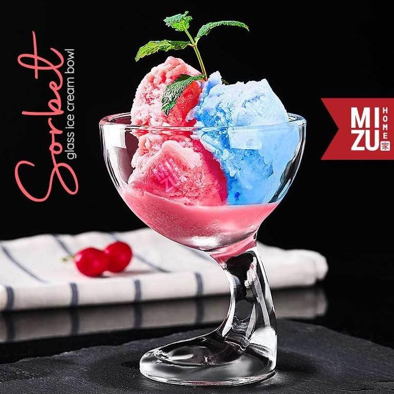 MIZU SORBET Glass Ice Cream Bowl Gelas Es Krim Gelas Puding Kaca Mangkok Dessert Gelas Es Campur Man