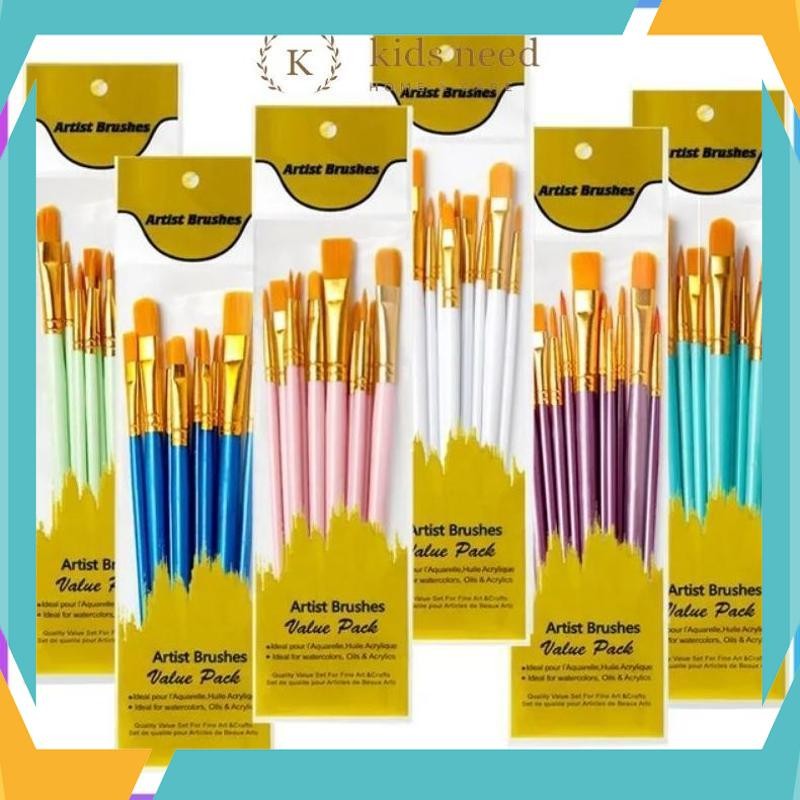 Cuci Gudang Kuas Lukis Cat Air 1 Set Isi 10 / PAINT BRUSH Akrilik / Minyak / Nilon / Watercolour / A