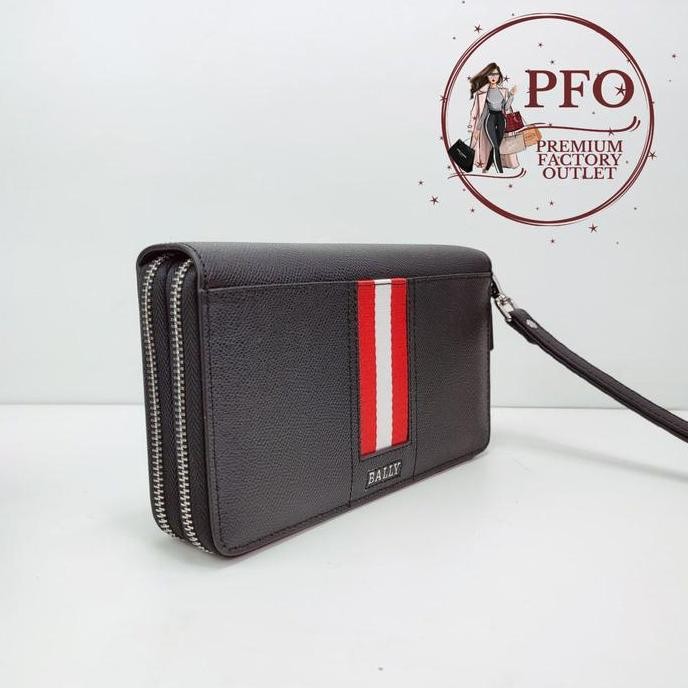 Ready Stock Bally Wallet Men Tiger Zip Travel Clutch Black  Ori Termurah