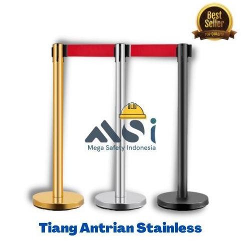 

Tiang Antrian Pembatas Stainless Pita 2M
