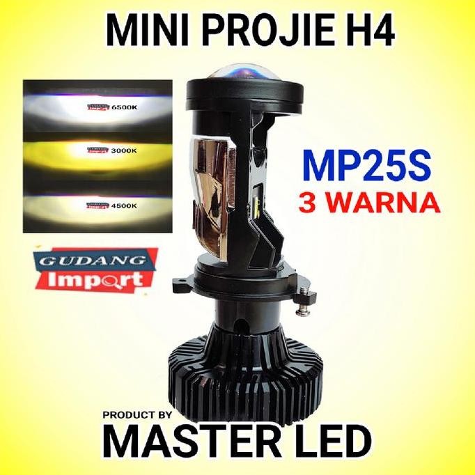 LAMPU LED MOBIL MOTOR H4 MINI PROJECTOR PROJIE MP25S 3 WARNA MASTER LED TERBAIK
