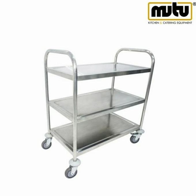 Trolley Stainless Steel Rak 3 Susun Troli Dorong Pengantar Makanan CS