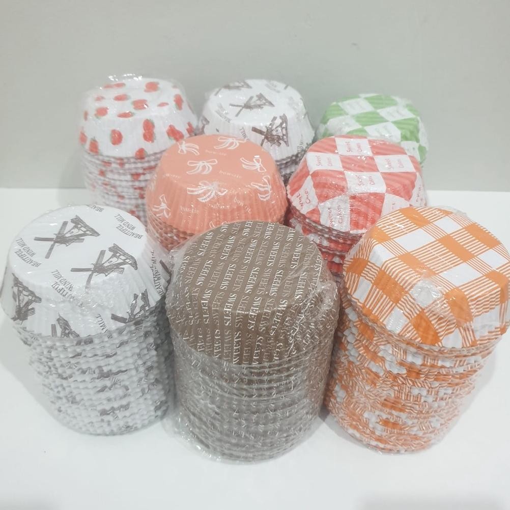 [Kecil Kertas Alas Roti Kue 200Pcs Paper Cup 8 Cm Case Roti Baking Bulat Tia-111