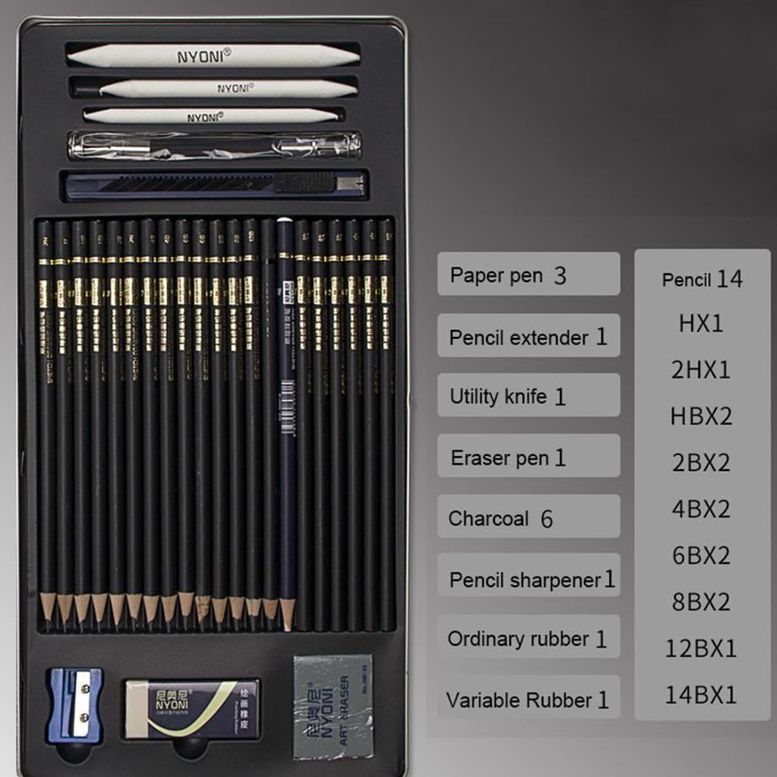 

Promo..!!! Drawing Pencil Nyoni Gambar Set 29Pcs Metal Tin Box Pensil Gambar Lukis Sketsa Lengkap Paket Tg-342