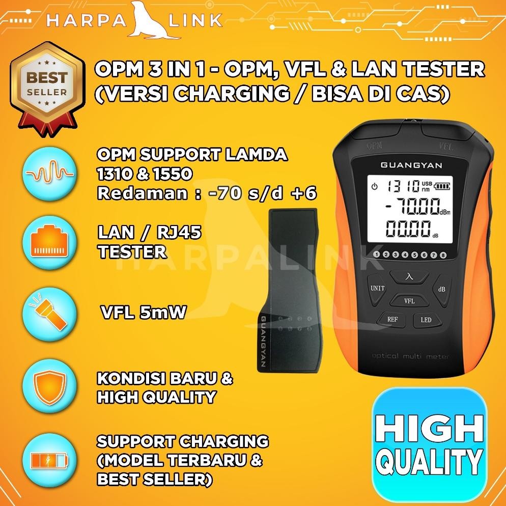 TERMURAH OPM 3 In 1 Optical Power Meter VFL RJ45 Network Cable Tester Charger Portable Fiber Optik F