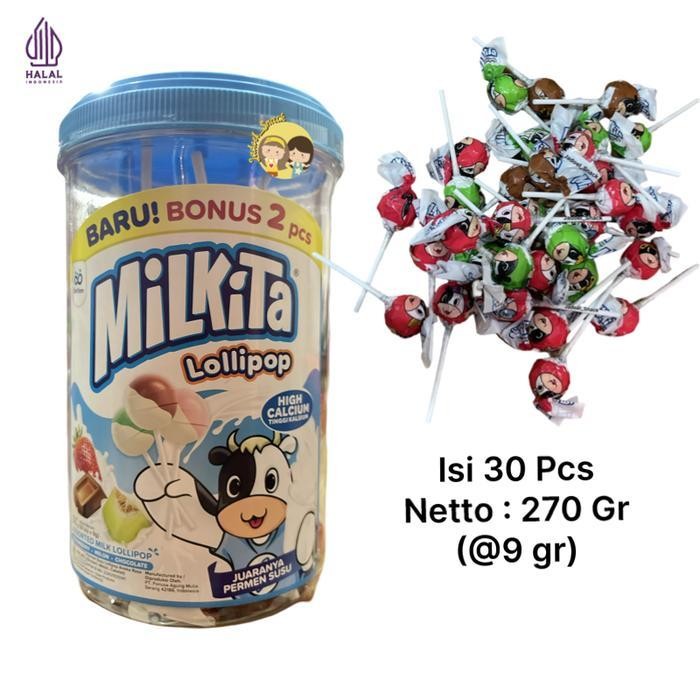 

Permen Lolipop Milkita Toples 30 X 9 Gr Rasa Cokelat Strawberry Melon By Jadoel_Snack Candy Food Cemilan