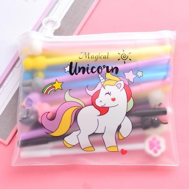 

[Kecil Pena Free Zipper Pouch Tempat Pensil Transparan Pulpen Gel Karakter Lucu Set Isi 20Pcs Tulis Terang A15 Eh76